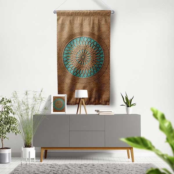 Ahşap Dokulu İslami Desen Duvar Flaması 10655