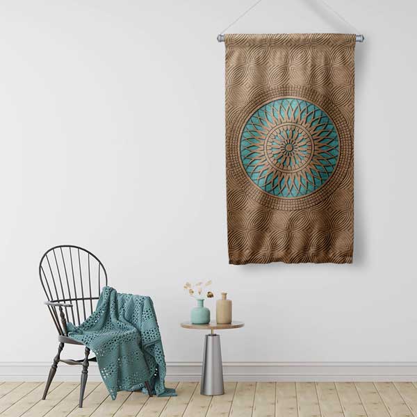 Ahşap Dokulu İslami Desen Duvar Flaması 10655