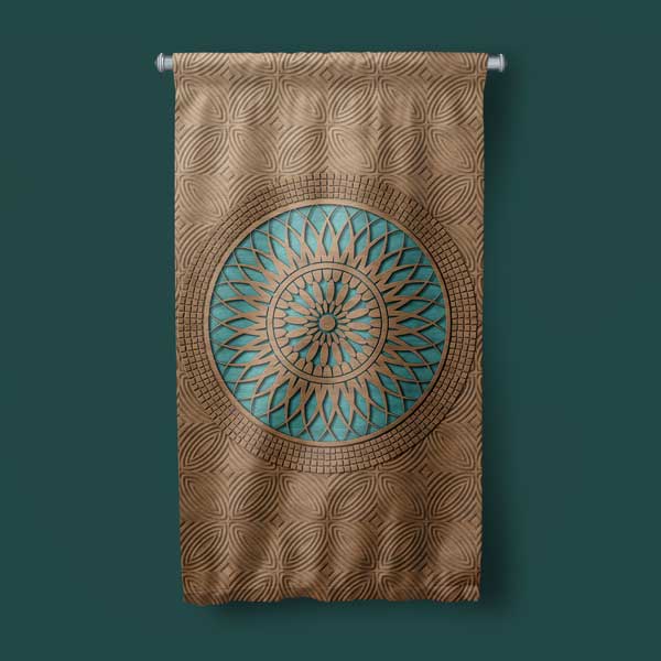 Ahşap Dokulu İslami Desen Duvar Flaması 10655