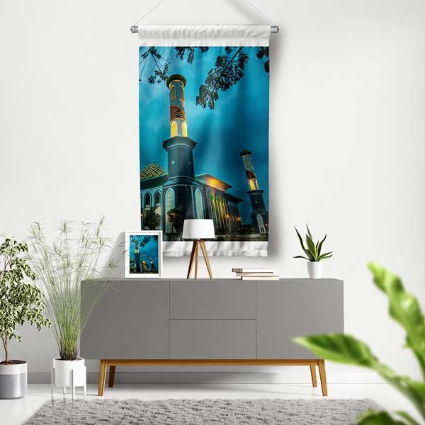 Sultan Ahmad Şah Camii Gece Manzarası Duvar Flaması 10677