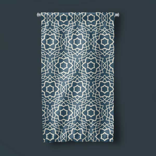 Lacivert Geometrik İslami Desen Duvar Flaması 10664