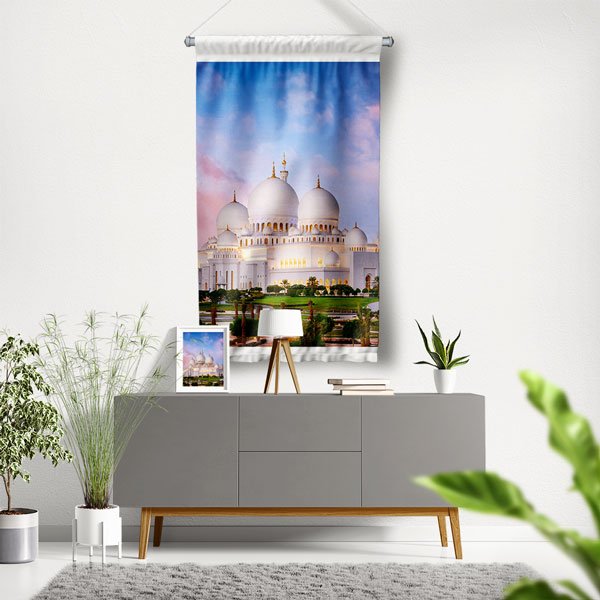 Şeyh Zayed Camii Beyaz Mermer Duvar Flaması 10683