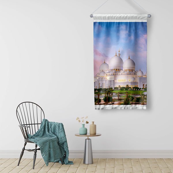 Şeyh Zayed Camii Beyaz Mermer Duvar Flaması 10683