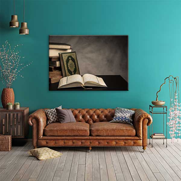 Kur’an-ı Kerim ve Kitaplar Konseptli Kanvas Duvar Tablosu – 10894