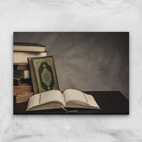 Kur’an-ı Kerim ve Kitaplar Konseptli Kanvas Duvar Tablosu – 10894