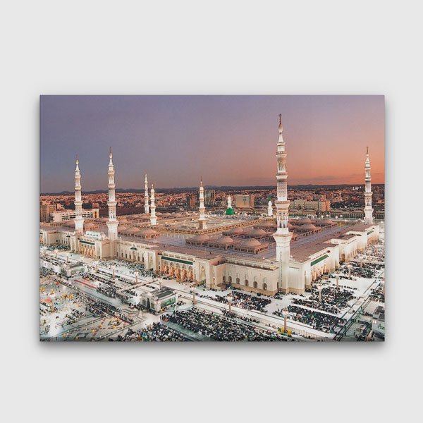 islami-tablolar-10900-00 Medine Mescid-i Nebevi Panoramik Manzaralı Kanvas Duvar Tablosu – 10900