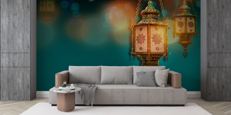islamic-wall-art-decor-10510-03 İslami Fener Desenli Duvar Kağıdı – Dekoratif Duvar Kaplaması 10510
