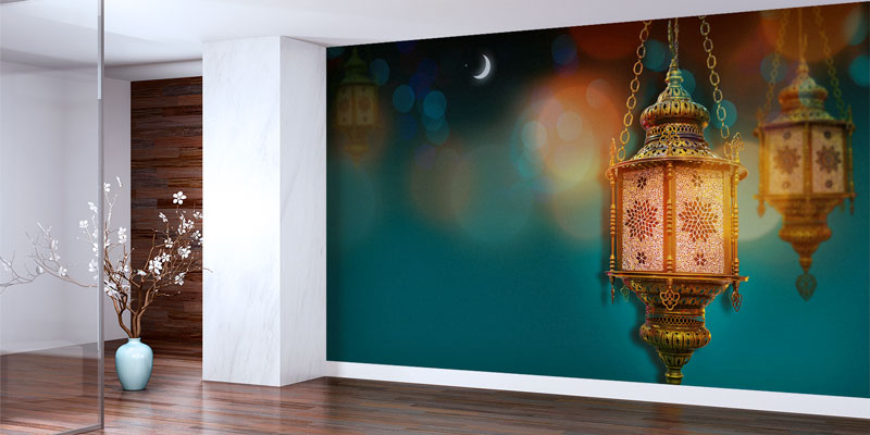 islamic-wall-art-decor-10510-06 İslami Fener Desenli Duvar Kağıdı – Dekoratif Duvar Kaplaması 10510