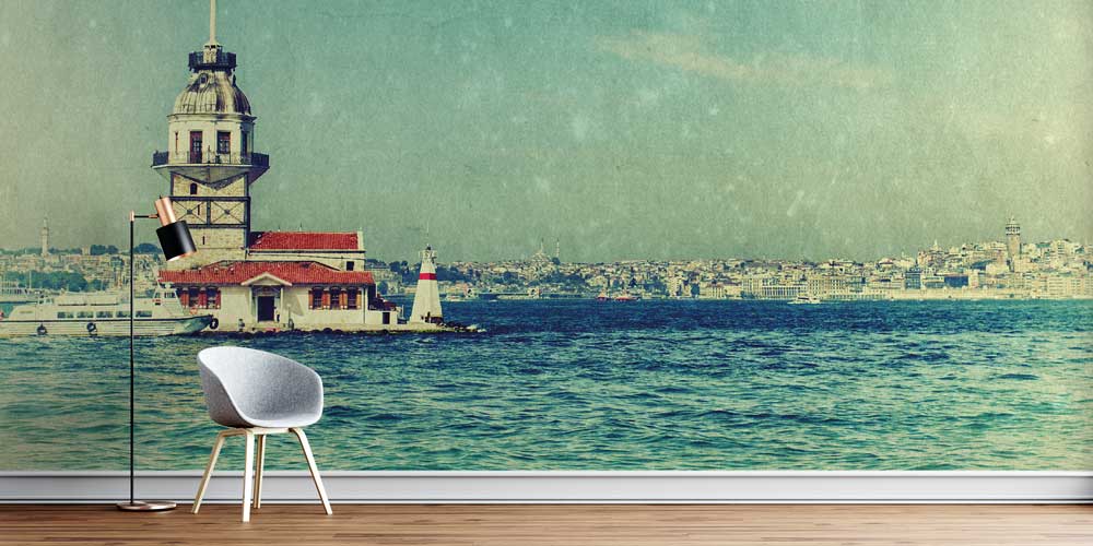 Kız Kulesi Retro Boğaz Manzarası Duvar Kağıdı 11570