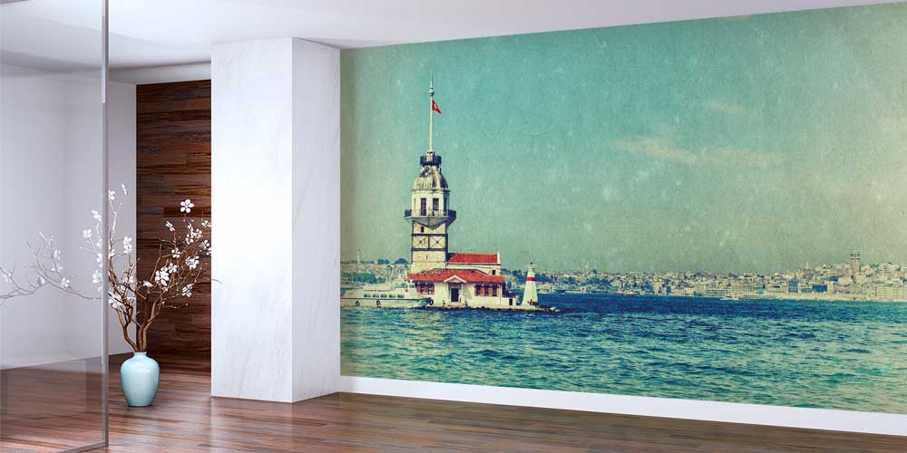 Kız Kulesi Retro Boğaz Manzarası Duvar Kağıdı 11570