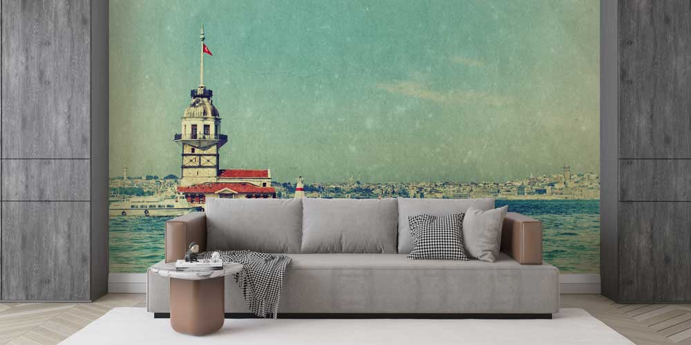 Kız Kulesi Retro Boğaz Manzarası Duvar Kağıdı 11570