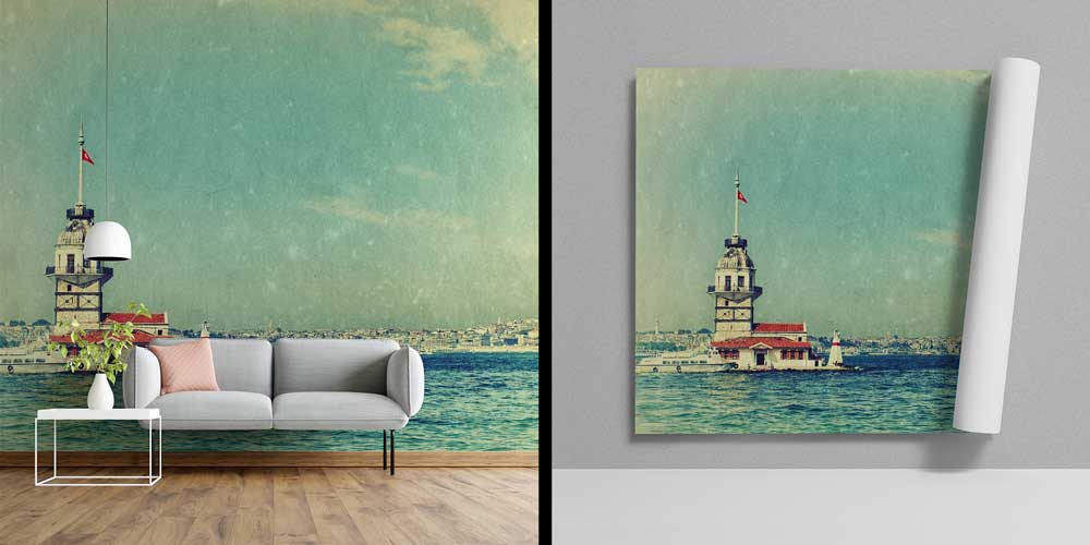 Kız Kulesi Retro Boğaz Manzarası Duvar Kağıdı 11570