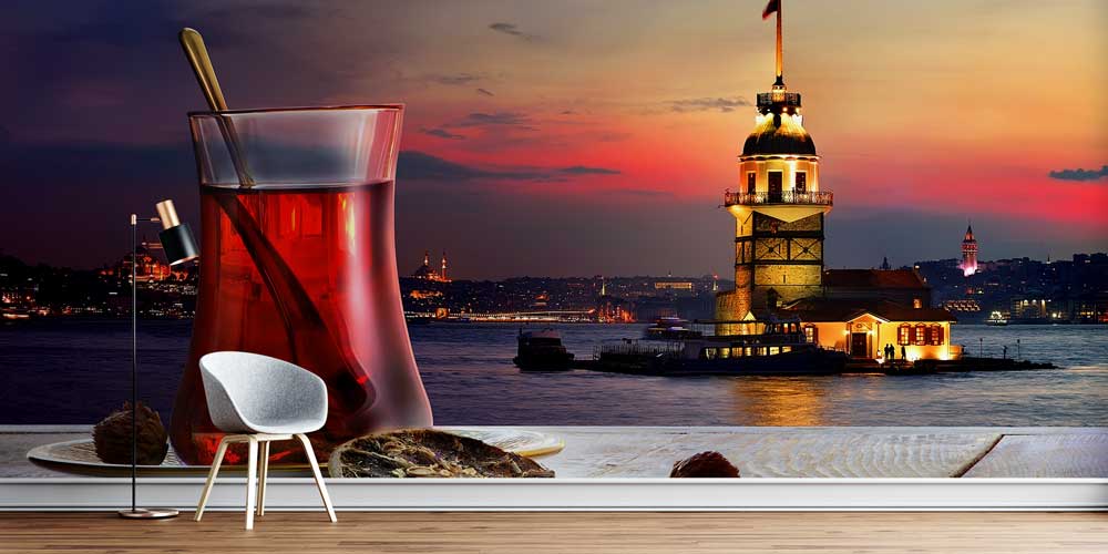 İstanbul Manzaralı Çay Sunumu Duvar Kağıdı 12391
