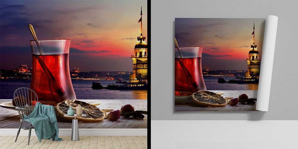İstanbul Manzaralı Çay Sunumu Duvar Kağıdı 12391