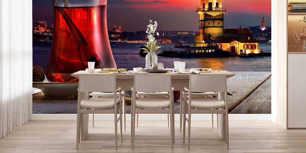 İstanbul Manzaralı Çay Sunumu Duvar Kağıdı 12391