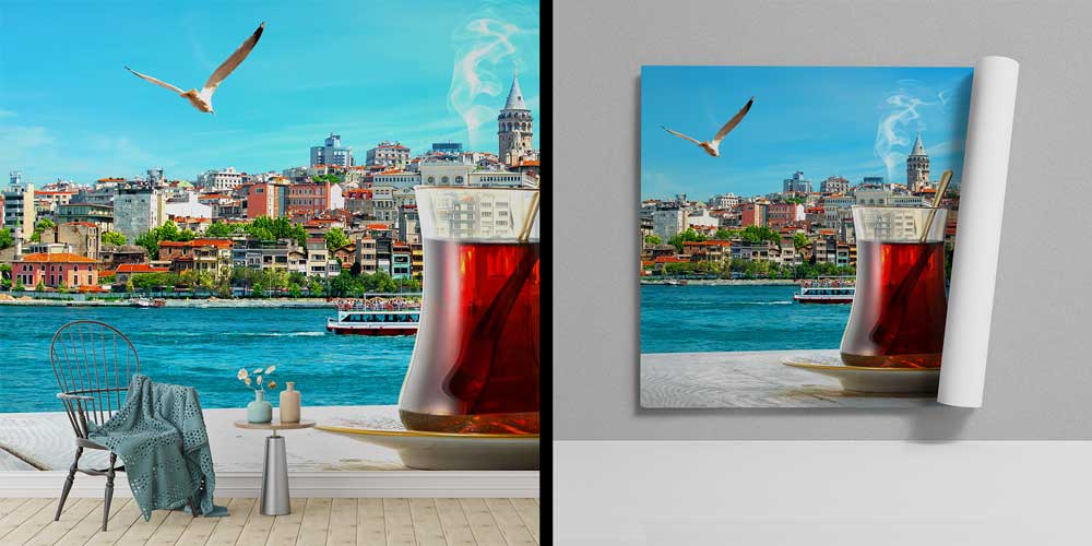 Boğaz Manzaralı Çay Sunumu Duvar Kağıdı 12392