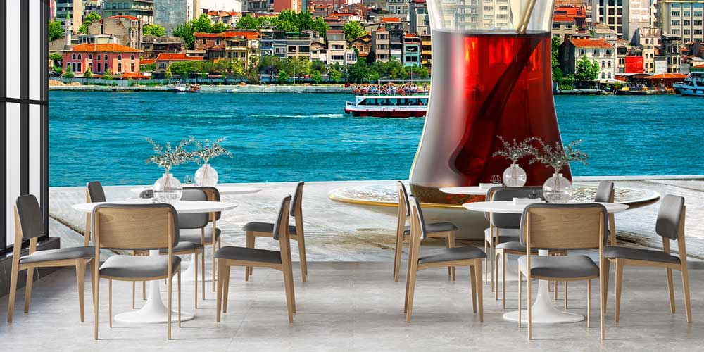 Boğaz Manzaralı Çay Sunumu Duvar Kağıdı 12392