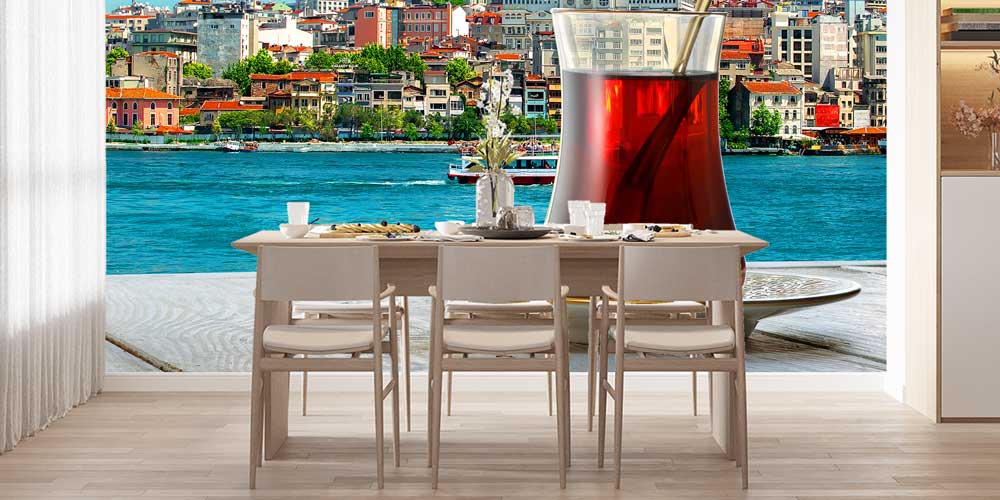 Boğaz Manzaralı Çay Sunumu Duvar Kağıdı 12392