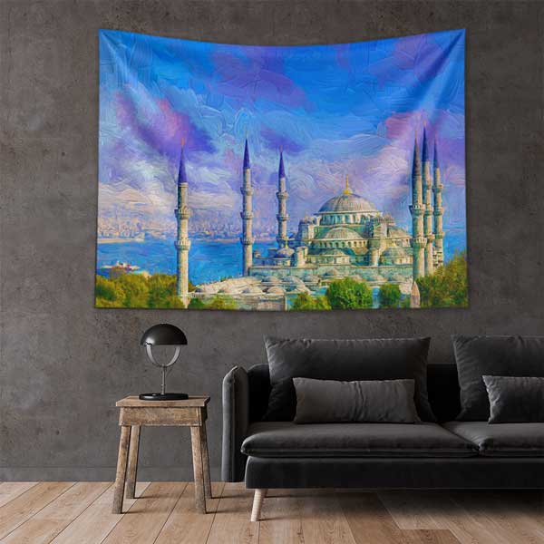 Sultanahmet Camii Sanatsal İstanbul Duvar Örtüsü Kumaş Baskı 11725