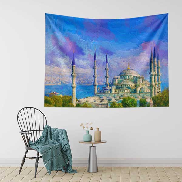 Sultanahmet Camii Sanatsal İstanbul Duvar Örtüsü Kumaş Baskı 11725