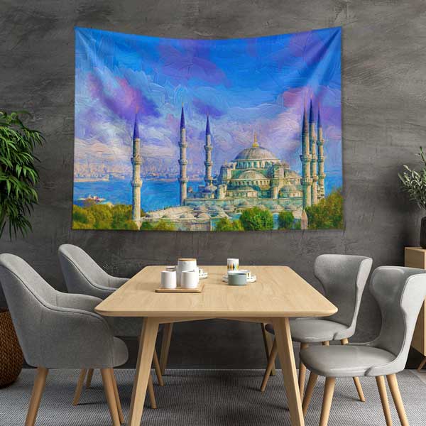 Sultanahmet Camii Sanatsal İstanbul Duvar Örtüsü Kumaş Baskı 11725