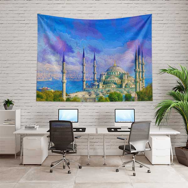 Sultanahmet Camii Sanatsal İstanbul Duvar Örtüsü Kumaş Baskı 11725