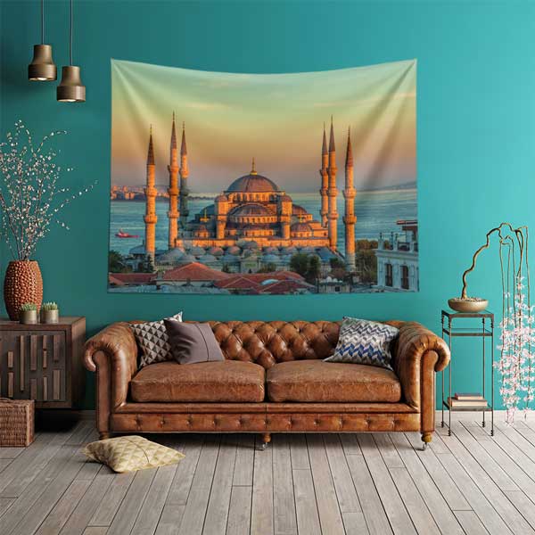 Sultanahmet Camii Gün Batımı İstanbul Duvar Örtüsü Kumaş Baskı 11740