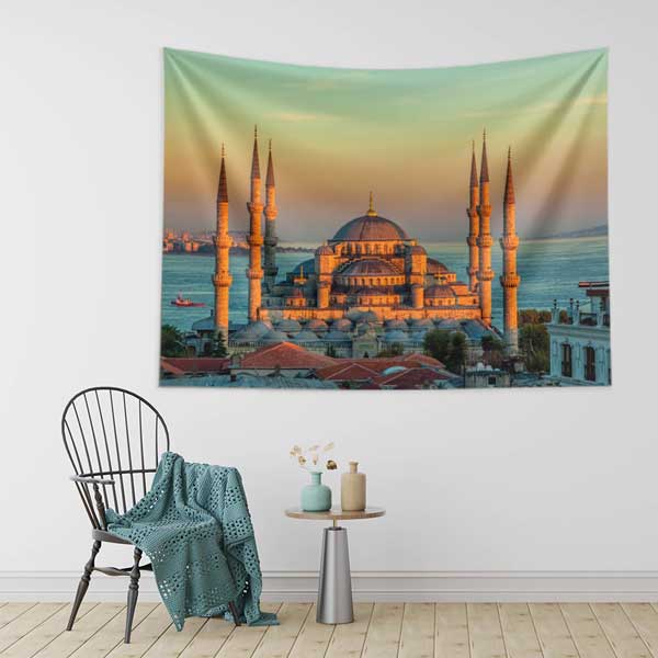 Sultanahmet Camii Gün Batımı İstanbul Duvar Örtüsü Kumaş Baskı 11740