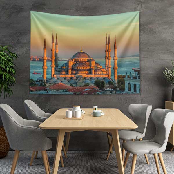 Sultanahmet Camii Gün Batımı İstanbul Duvar Örtüsü Kumaş Baskı 11740