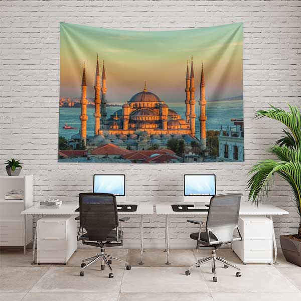 Sultanahmet Camii Gün Batımı İstanbul Duvar Örtüsü Kumaş Baskı 11740
