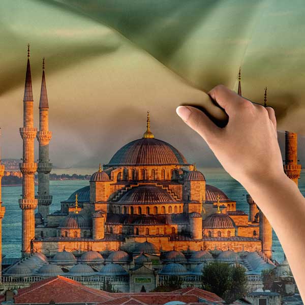 Sultanahmet Camii Gün Batımı İstanbul Duvar Örtüsü Kumaş Baskı 11740