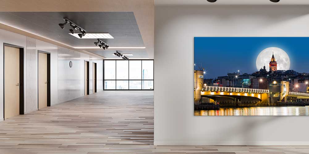 Galata Kulesi Dolunay ve Haliç Gece Manzaralı Büyük Ebatlı Duvar Dekoru 11922