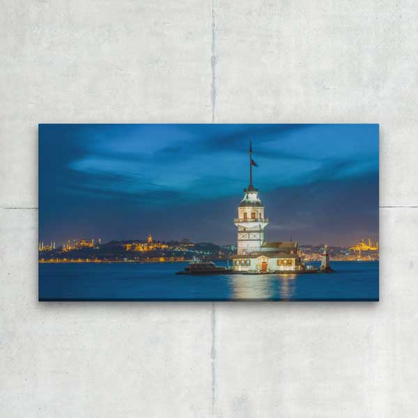 Kız Kulesi Gece Manzarası Kanvas Tablo 12086