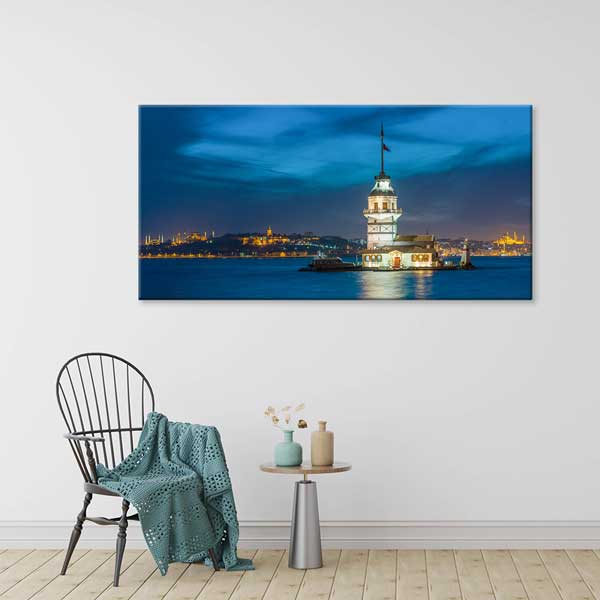 Kız Kulesi Gece Manzarası Kanvas Tablo 12086
