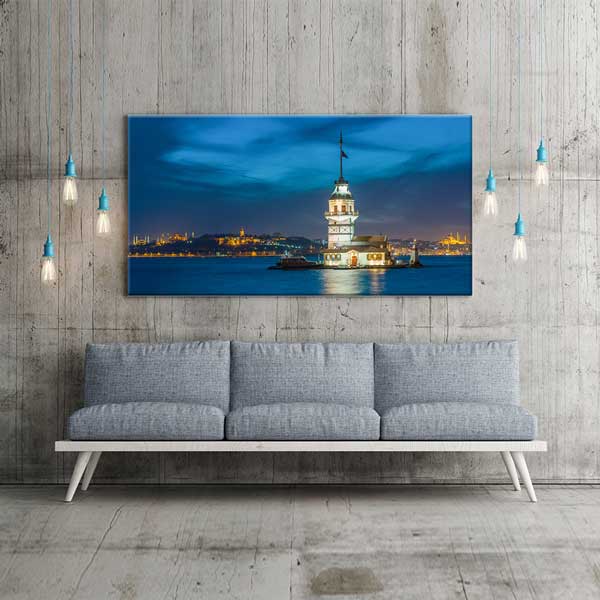 Kız Kulesi Gece Manzarası Kanvas Tablo 12086