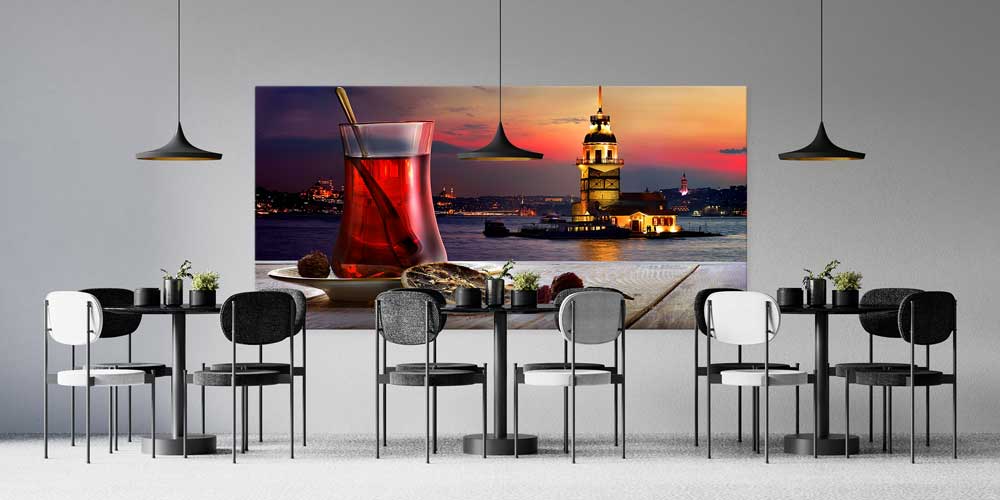 Kız Kulesi ve Çay Manzaralı Büyük Ebat Duvar Dekoru – 12447