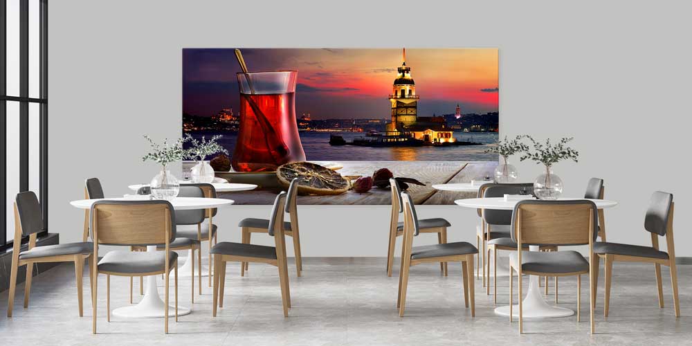 Kız Kulesi ve Çay Manzaralı Büyük Ebat Duvar Dekoru – 12447