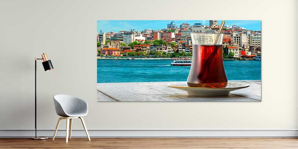 Boğaz Manzaralı Çay Temalı Büyük Ebat Duvar Dekoru – 12456