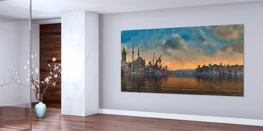 İstanbul Boğazı ve Tarihi Camiler Manzaralı Büyük Ebatlı Duvar Dekoru – 11463