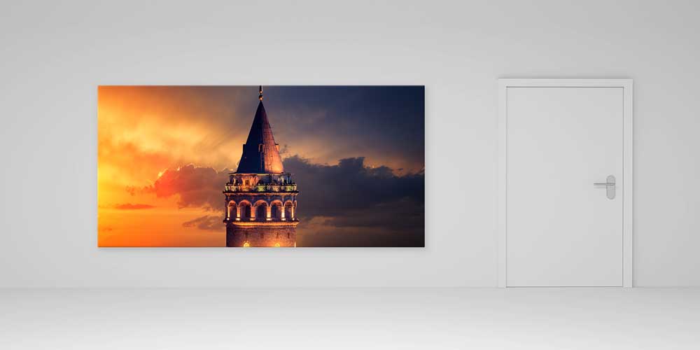 Galata Kulesi Gün Batımı Işıkları Manzaralı Büyük Ebatlı Duvar Dekoru 11918