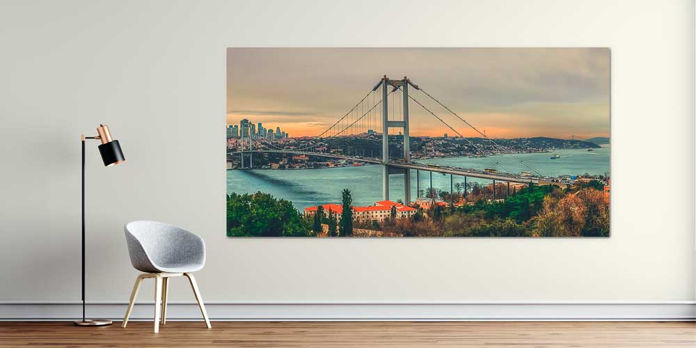 istanbul-wall-art-decor-11911-00 Boğaz Köprüsü Gün Batımı Manzaralı Büyük Ebatlı Duvar Dekoru 11911