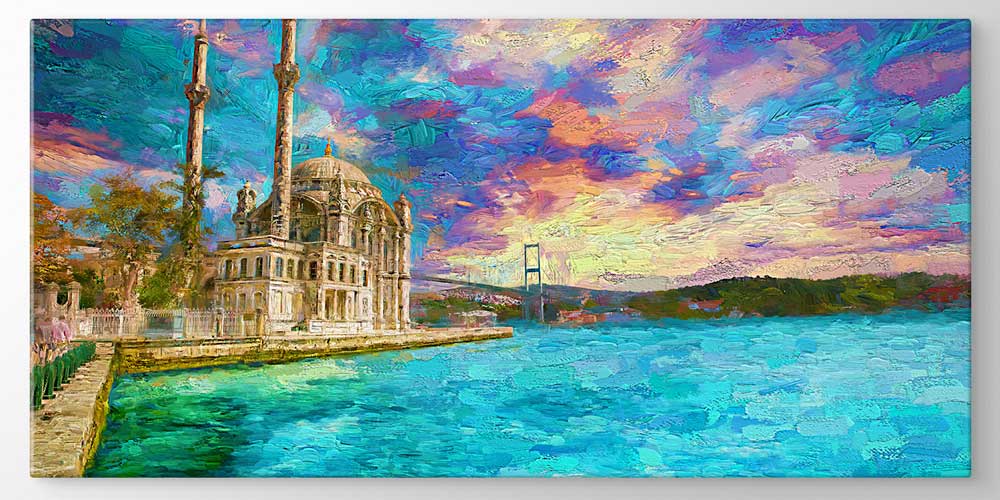 istanbul-wall-art-decor-11915-04 Sanatsal Ortaköy Camii ve İstanbul Boğazı Manzaralı Büyük Ebatlı Duvar Dekoru 11915