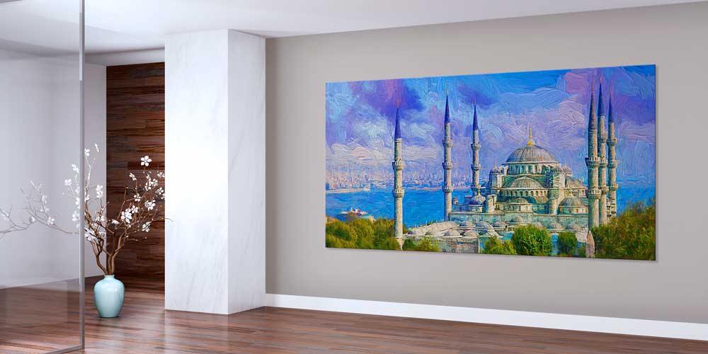 Sanatsal Sultanahmet Camii Manzaralı Büyük Ebatlı Duvar Dekoru 11916