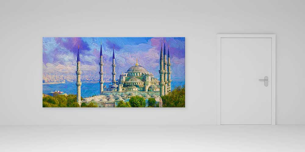 Sanatsal Sultanahmet Camii Manzaralı Büyük Ebatlı Duvar Dekoru 11916