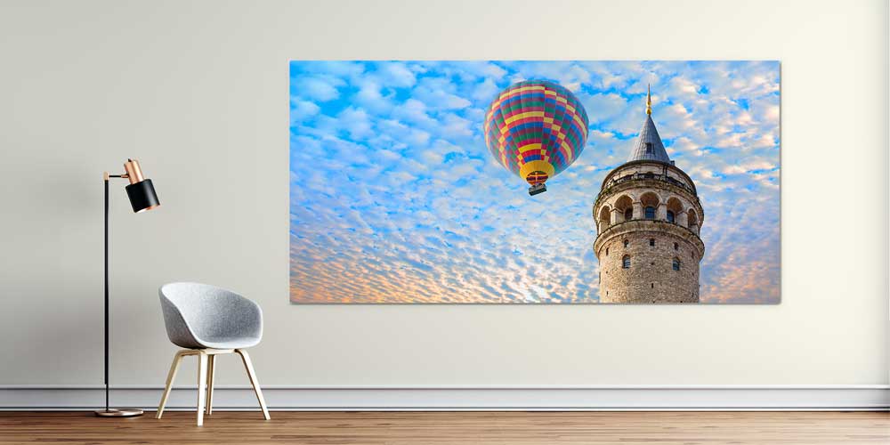 istanbul-wall-art-decor-11917-00 Galata Kulesi ve Sıcak Hava Balonu Manzaralı Büyük Ebatlı Duvar Dekoru 11917