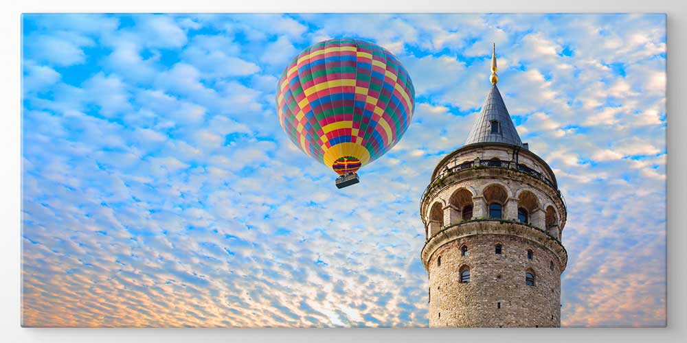 Galata Kulesi ve Sıcak Hava Balonu Manzaralı Büyük Ebatlı Duvar Dekoru 11917