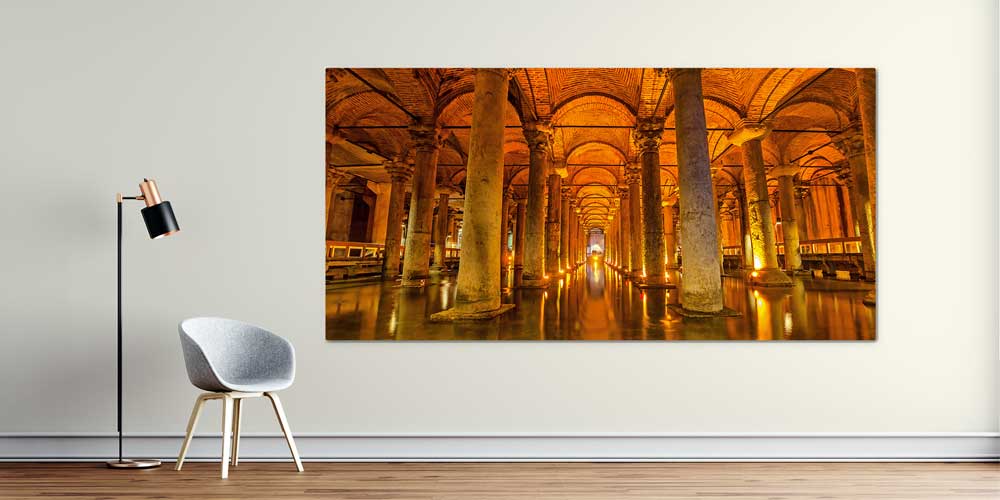 istanbul-wall-art-decor-11919-00 Yerebatan Sarnıcı Tarihi İç Mekân Manzaralı Büyük Ebatlı Duvar Dekoru 11919