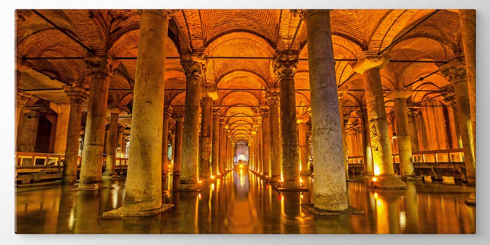 Yerebatan Sarnıcı Tarihi İç Mekân Manzaralı Büyük Ebatlı Duvar Dekoru 11919