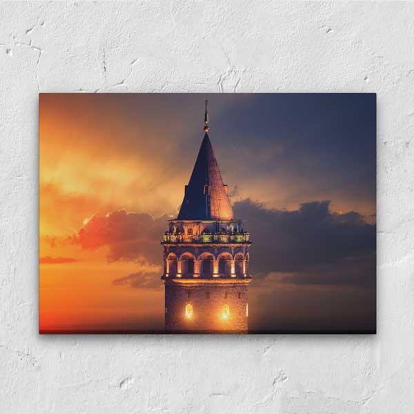 Galata Kulesi Gün Batımı Manzaralı Kanvas Tablo 12069