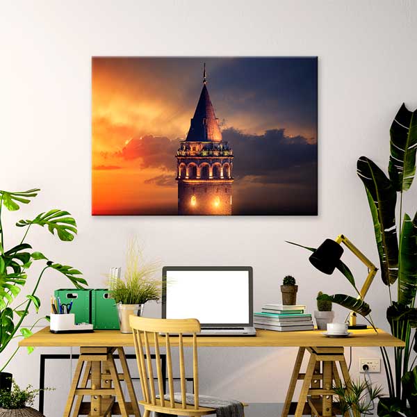 Galata Kulesi Gün Batımı Manzaralı Kanvas Tablo 12069